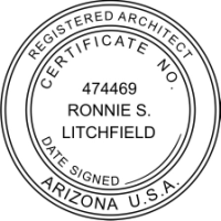 Arizona Registered Architect 1-1/2" Rubber Stamp