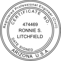 Arizona Professional Engineer 1-1/2" Rubber Stamp