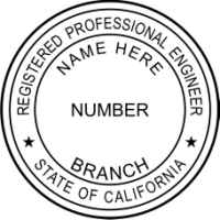 California Professional Engineer Rubber Stamp 2"