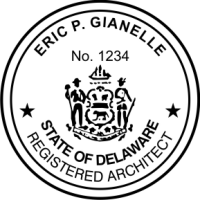 Delaware Registered Architect Self Inking Stamp 1-15/16"