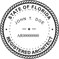 Florida Registered Architect Rubber Stamp 2"