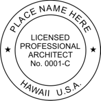 Hawaii Licensed Architect 1-1/2" Rubber Stamp