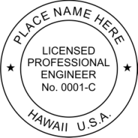 Hawaii Professional Engineer 1-1/2" Rubber Stamp