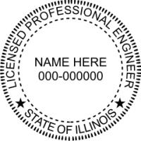 Illinois Professional Engineer Rubber Stamp 2"