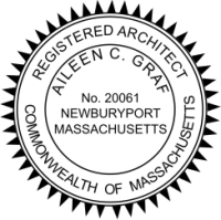 Massachusetts Registered Architect Rubber Stamp 1-5/8"