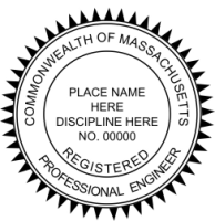 Massachusetts Professional Engineer 1-1/2" Rubber Stamp