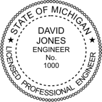 Michigan Professional Engineer Rubber Stamp 4cm