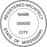 Mississippi Registered Architect 1-1/2" Rubber Stamp