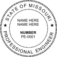 Missouri Professional Engineer 1-3/4" Rubber Stamp