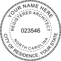 North Carolina Registered Architect 1-1/2" Rubber Stamp