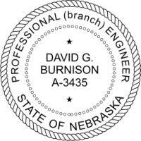 Nebraska Professional Engineer Rubber Stamp 2"