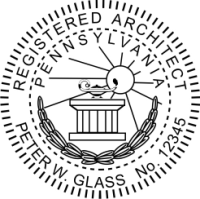 Pennsylvania Registered Architect Rubber Stamp 1-5/8"