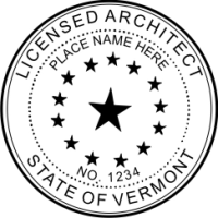 Vermont Licensed Architect 1-5/8" Rubber Stamp